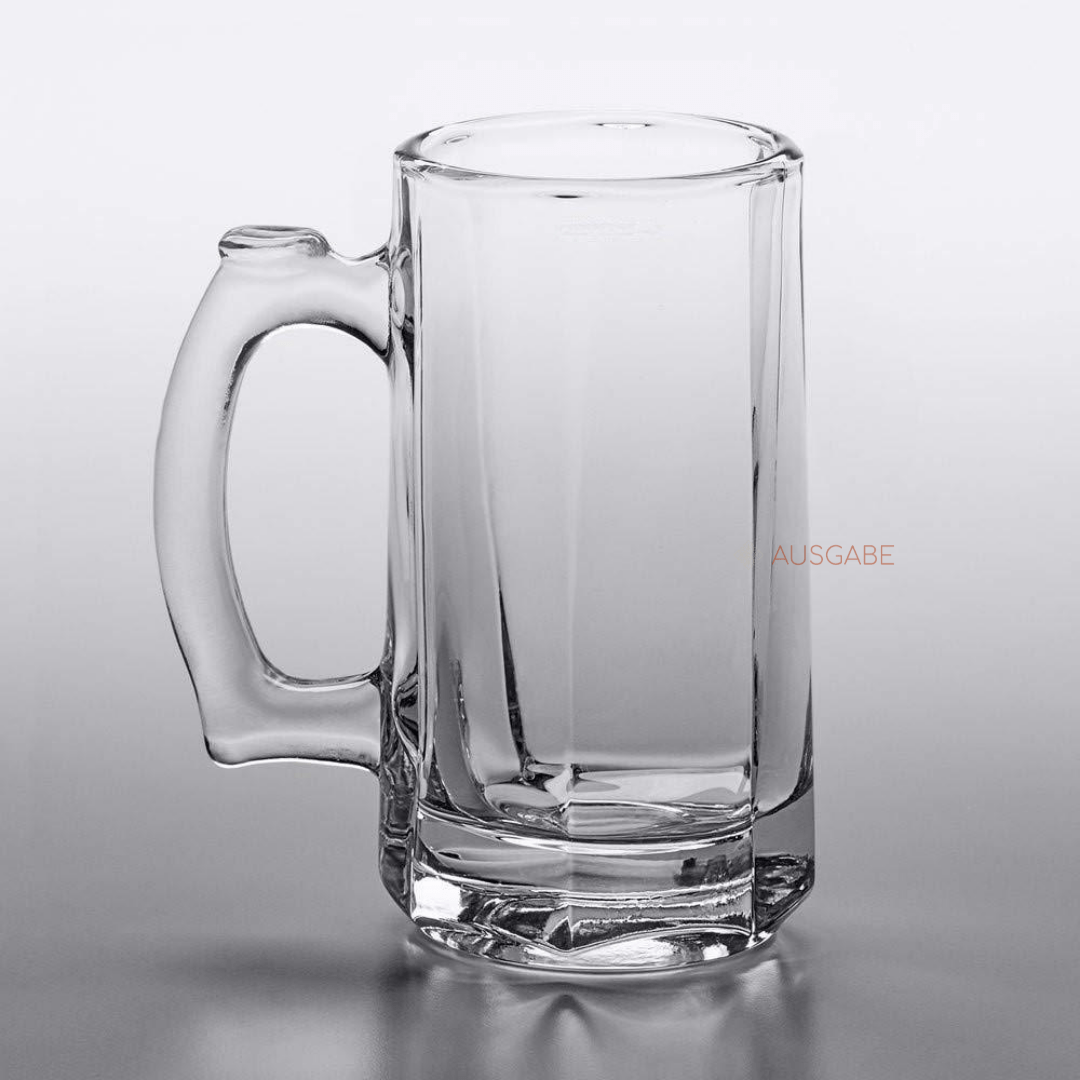 Fleur De Lis Beer Mug Set, Set of 4 Clear Glass Etched Mugs